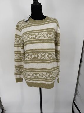 NWT‎ Guess Olive Green & Cream Aztec Knit Sweater